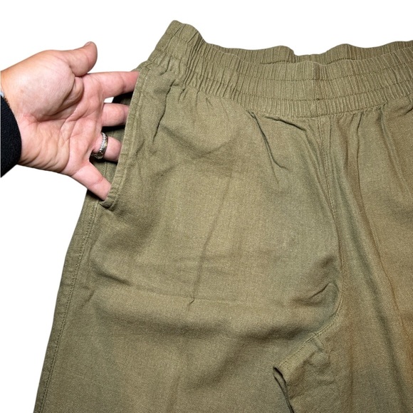 Old Navy Woman’s Wide Leg Comfort Stretch Khaki Green Linen Pant Size XS - Picture 5 of 9